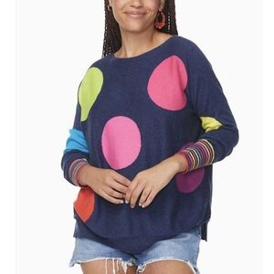 Zaket And Plover Navy Blue Summer Spot Sweater With Polka Dots Cashmere Blend